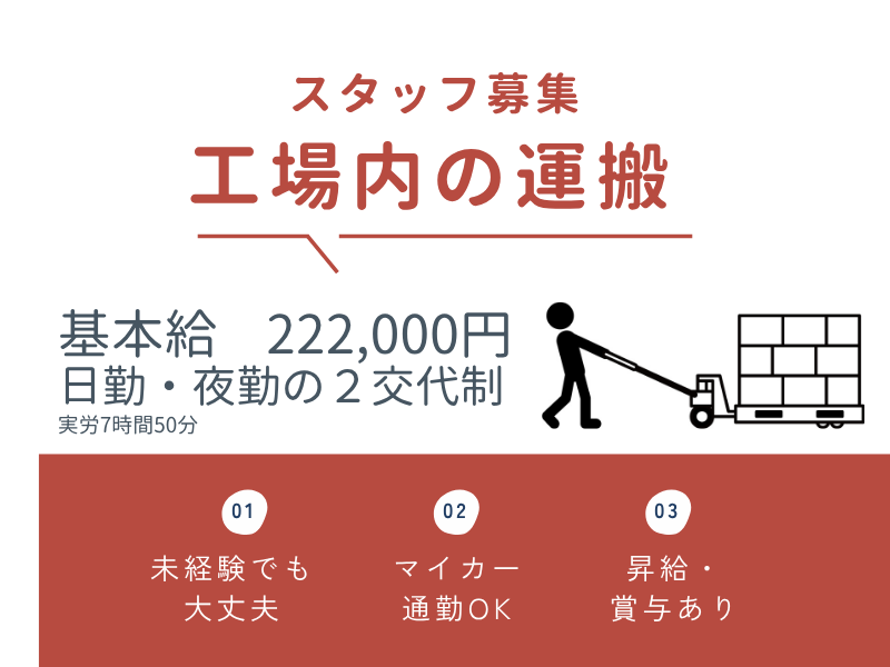 【岐阜県郡上市】車通勤出来る方　運搬・仕分け作業　 イメージ