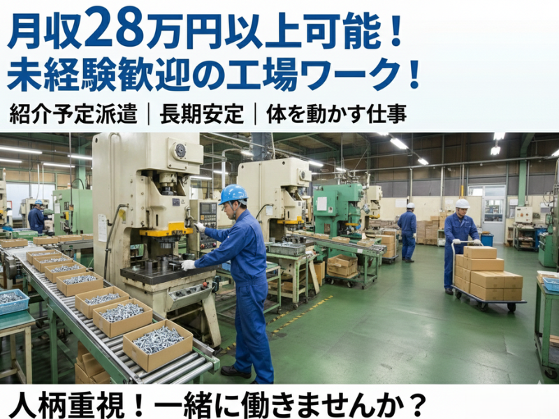 【岐阜県可児市】▲紹介予定派遣▲　6ヶ月後に正社員採用 イメージ