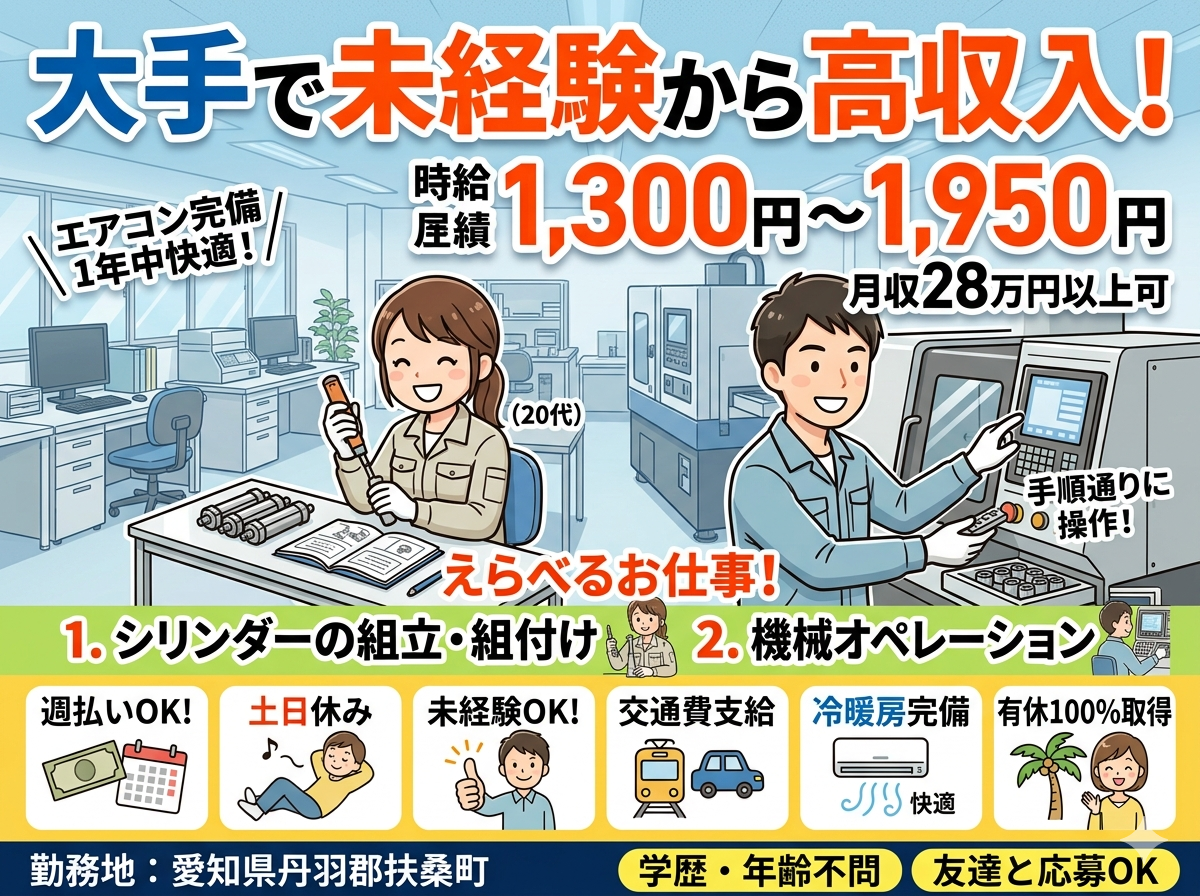 【丹羽郡扶桑町】小部品組立・機械オペレーター/日勤・夜勤が選べる仕事 イメージ